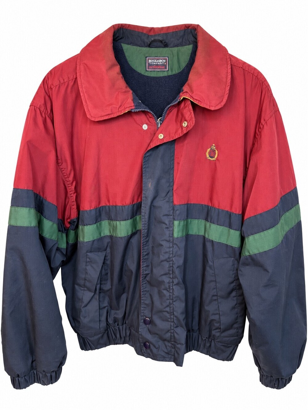 Vintage 90s Bugle Boy Colorblock Puffer-Style Fleece-Lined Jacket XL